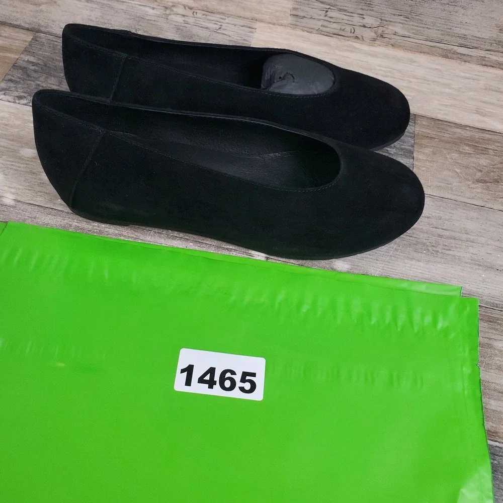 Eileen Fisher UNA 2‎ Womens Flats Sz 7.5 M Comfort Black Suede Slip-On Shoes